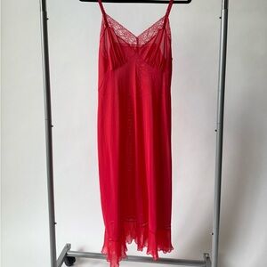 Elegant Red Lace Slip Dress